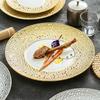 European Style Ceramic Western Steak Plate Golden Silver Pasta Plate Round Home Use Ceramic Fruit Salad Dessert Breakfast Dishes