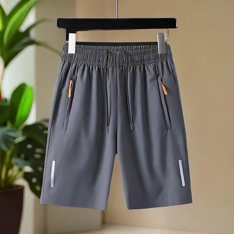 Men's Summer Ultra-thin Ice Silk Beach Casual Shorts Jogging Sport Quick Dry Male Zipper Loose Gym Sports Short Pants Sweatpant