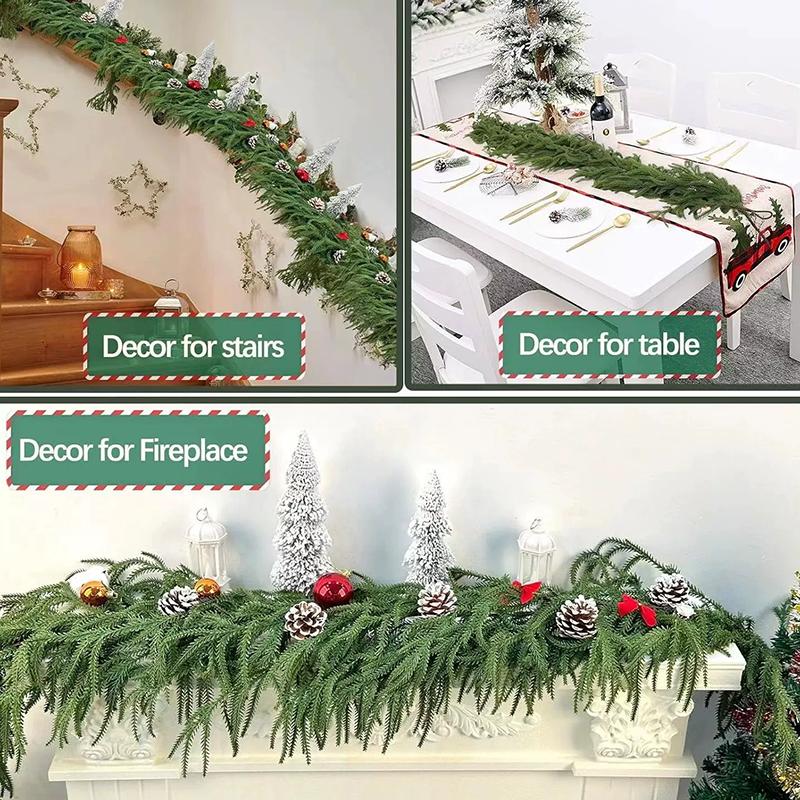 WTEMPO Christmas Wreath Fake Pine Tree Flower Vine for Fence Fireplace Decorations Christmas Indoor Outdoor Decorations Christmas Tree Decorations