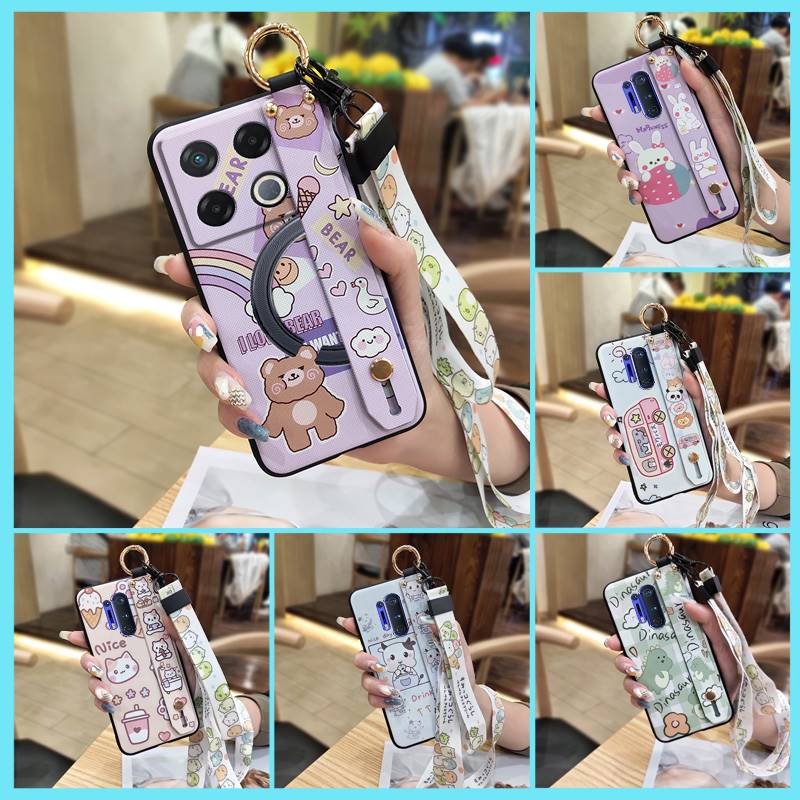 Cute Silicone Phone Case For infinix GT 20 Pro/X6871 Phone Holder Lanyard Durable Ring Back Cover Fashion Design Cartoon