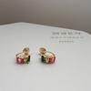 White Baihe colored gemstone ear clips, unique rainbow design, mosquito coil disc, no ear piercings, ear clips, new earrings.