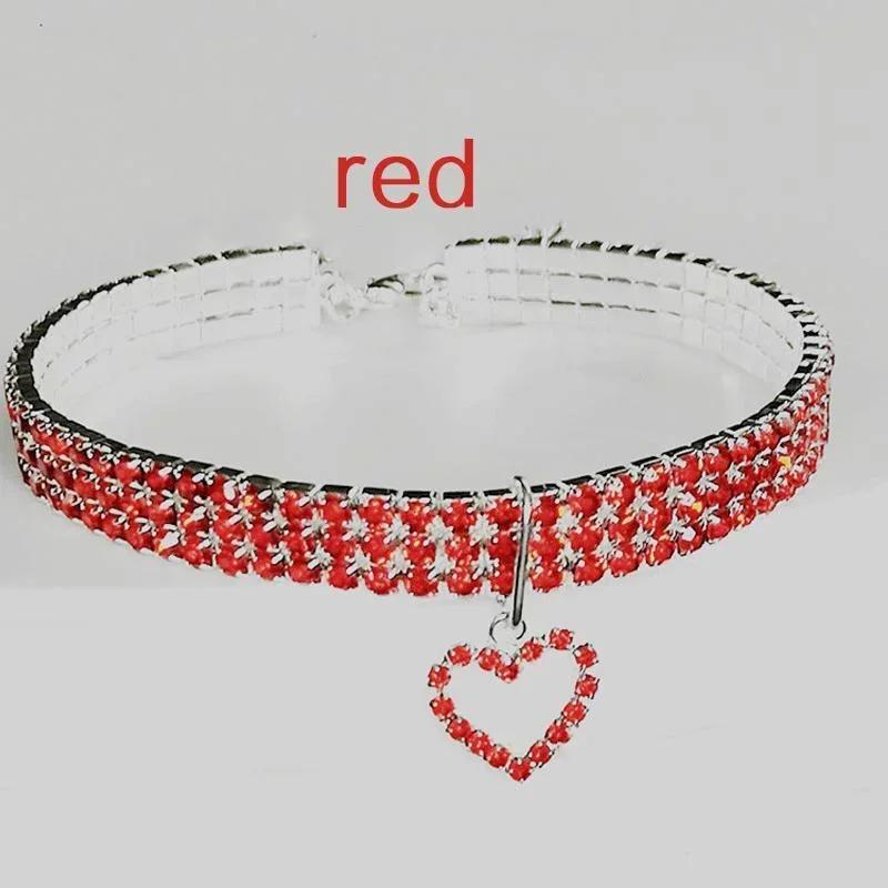 

3 размера Кристальный Милый Ошейник для Питомца Собаки Кошки Ожерелье Эластичные Стразы Ювелирные Изделия Регулируемые Аксессуары для Животных S красный