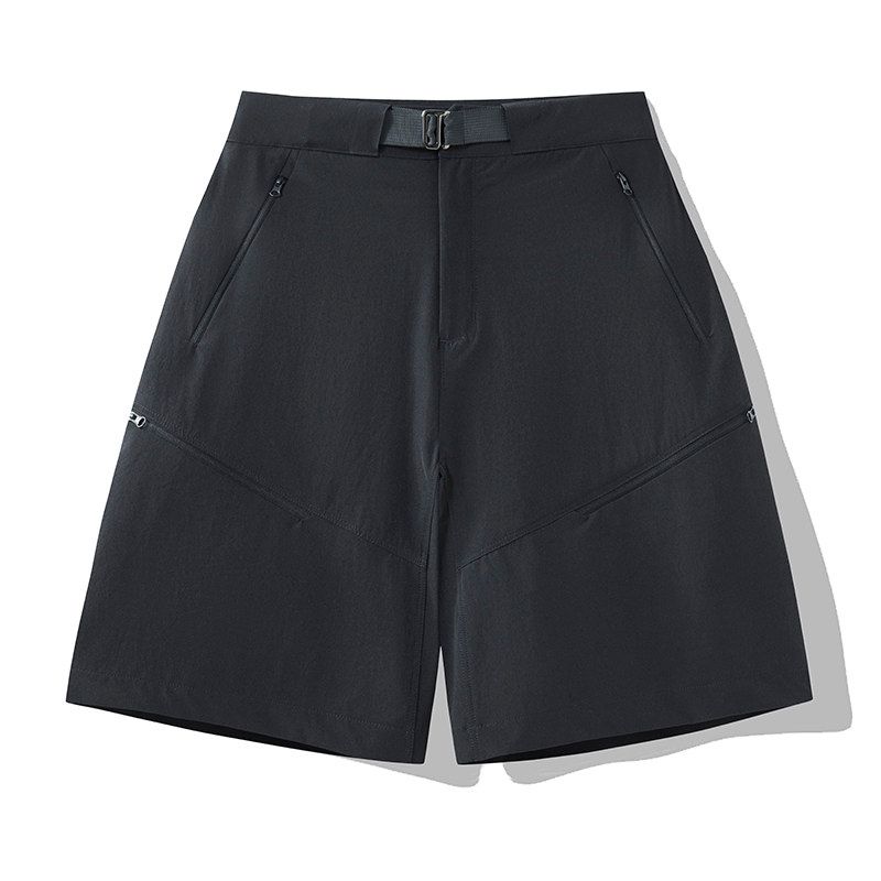 Mountain-Style Outdoor Functional Men's Summer Casual Sports Solid Color Waterproof Zipper Breathable Quick-Dry Five-Point Shorts Trendy