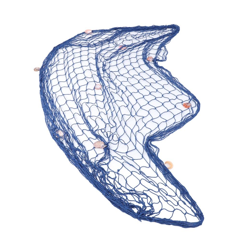 Blue Color Fishing Net Wall Hanging 59.06x78.74in Fish Net Party Decor Mediterranean Style Decor