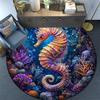 Seahorse Round Area Rug,Carpet Rug for Living Room Bedroom Sofa Playroom Decor,Non-slip Floor Mat