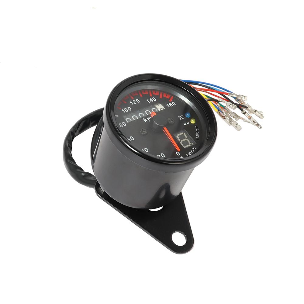 Universal 12V Motorcycle Speedometer Odometer LED Digital Indicator Dual Speed Meter Dash Board Instruments Gear for Cafe Racer