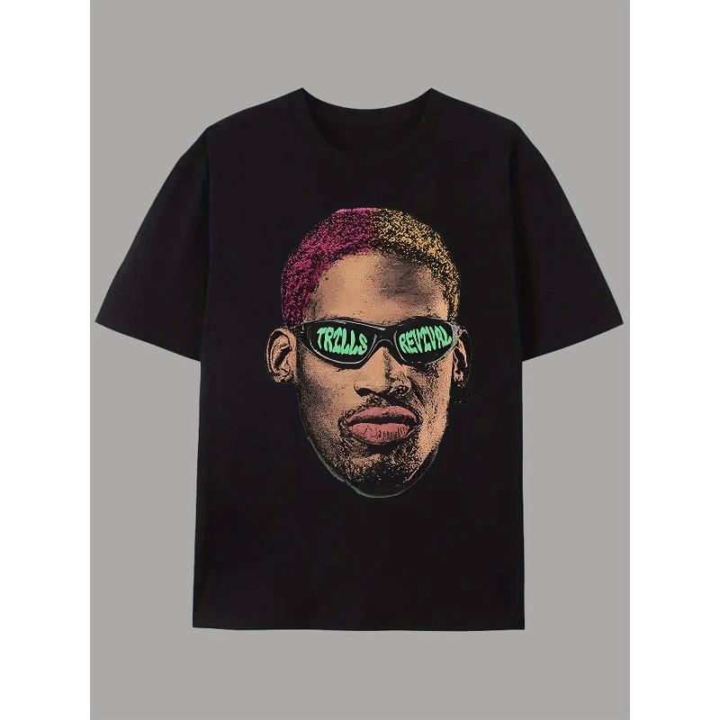 Trendiges "Troll Revival" Print American Streetwear Design Graffiti Buchstaben Print Kurzarm-T-Shirt für Herren, Perfekt für High Street Outfits.