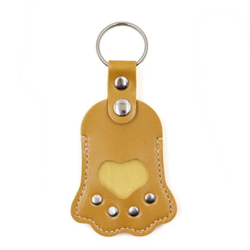 Fashionable Pet Hair Memorial Keychain PU Leather Souvenir Pouch For Cats Dogs Furs Storage Animal Accessories Keyring