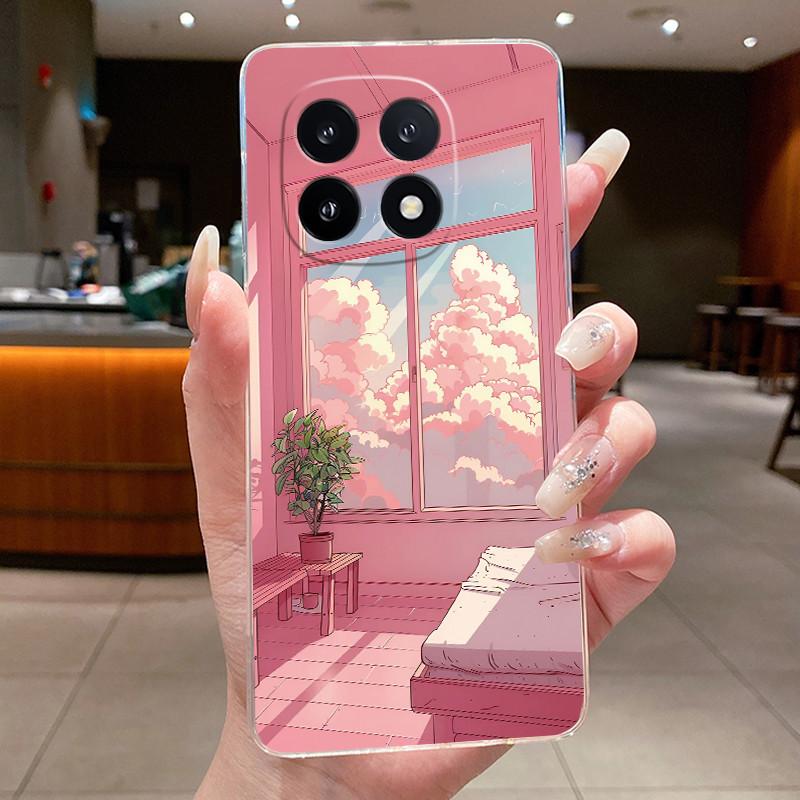 Phone Case For Vivo iQOO 15 Cat Wearing Pink Sunglasses Pattern Transparent TPU Soft Cover Shockproof Couple Protective Shell