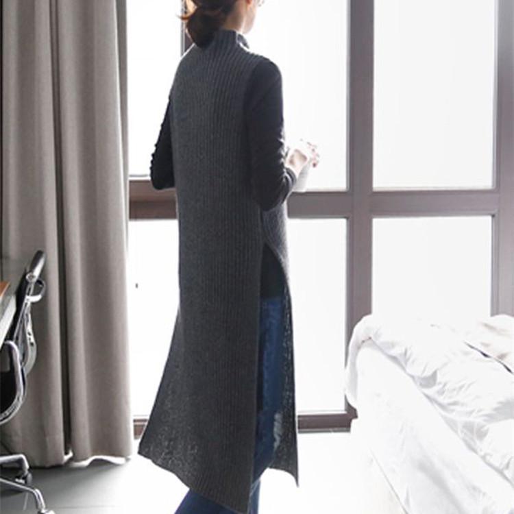 2026 Early Autumn Women's Mid-Length High Neck Knit Pullover Sweater Vest Dress