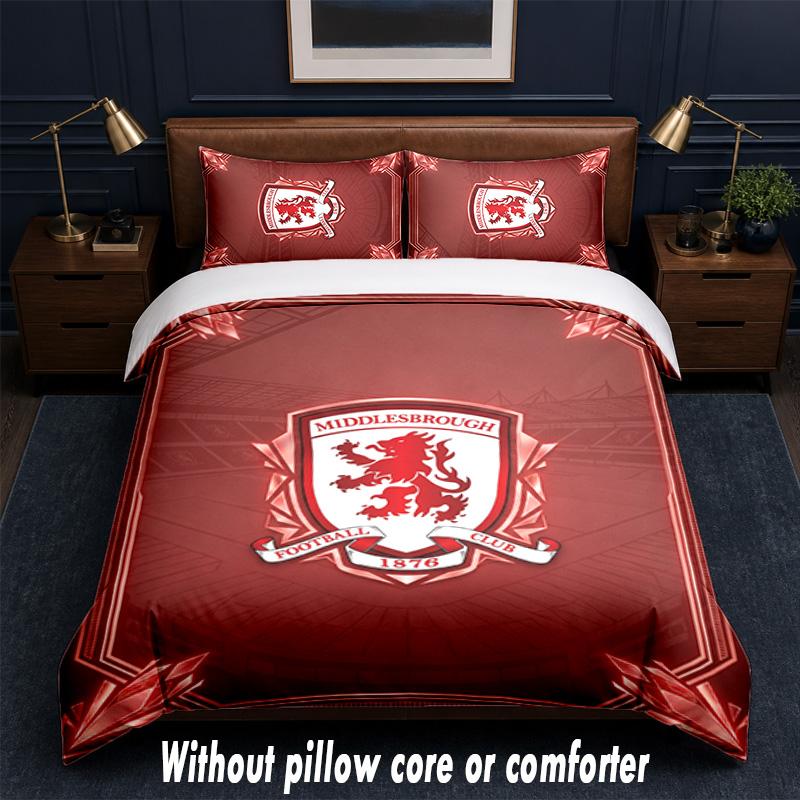 Set Biancheria da Letto Design Middlesbrough FC 1 Copripiumino + 2 Federe Morbido Traspirante Biancheria da Letto per la Casa