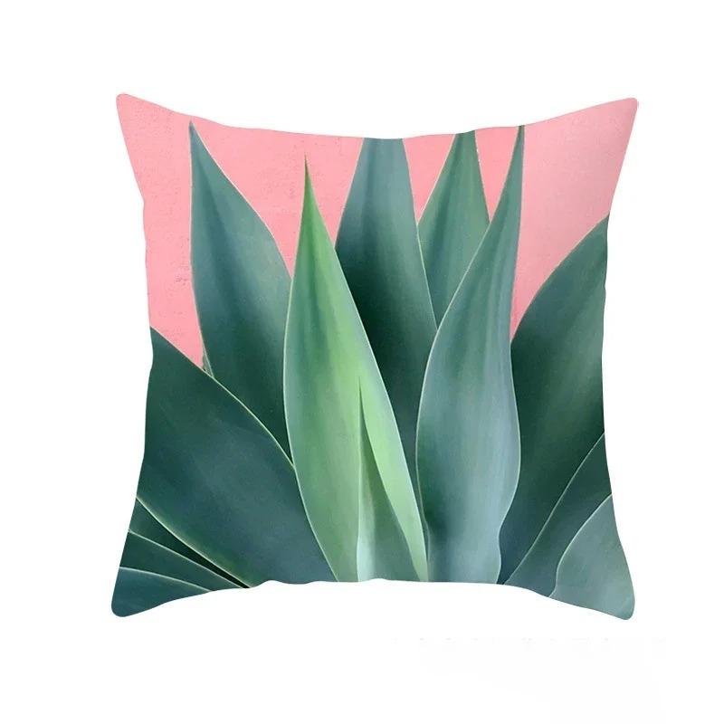 Exotic Plants And Floral Pattern Double-Sided Printed Pillow Cover Short Plush Suitable Living Room Bedrooms Throw Cushion Cover