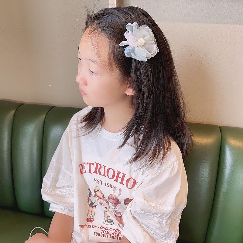 Spring-Summer Mesh Floral Hair Clip for Girls – Cute Camellia Princess Accessory