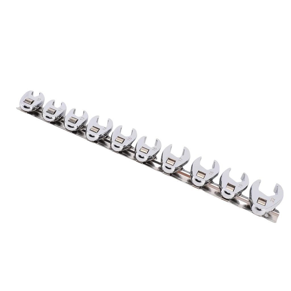 10 PCS 3 8 Inch Metric Crowsfoot Wrench Set Crows Foot Wrench Head Set with Clip On Organizer 10 11 13 14 15 16 17 18