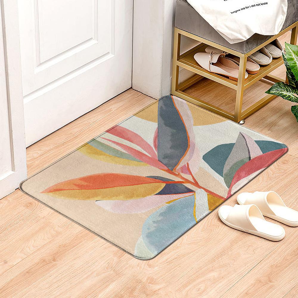 Green Plant Rainforest Leaf Carpet Living Room Carpet Hallway Balcony Doormat Kitchen Bathroom Non-slip Floor Mat Bedroom Rug