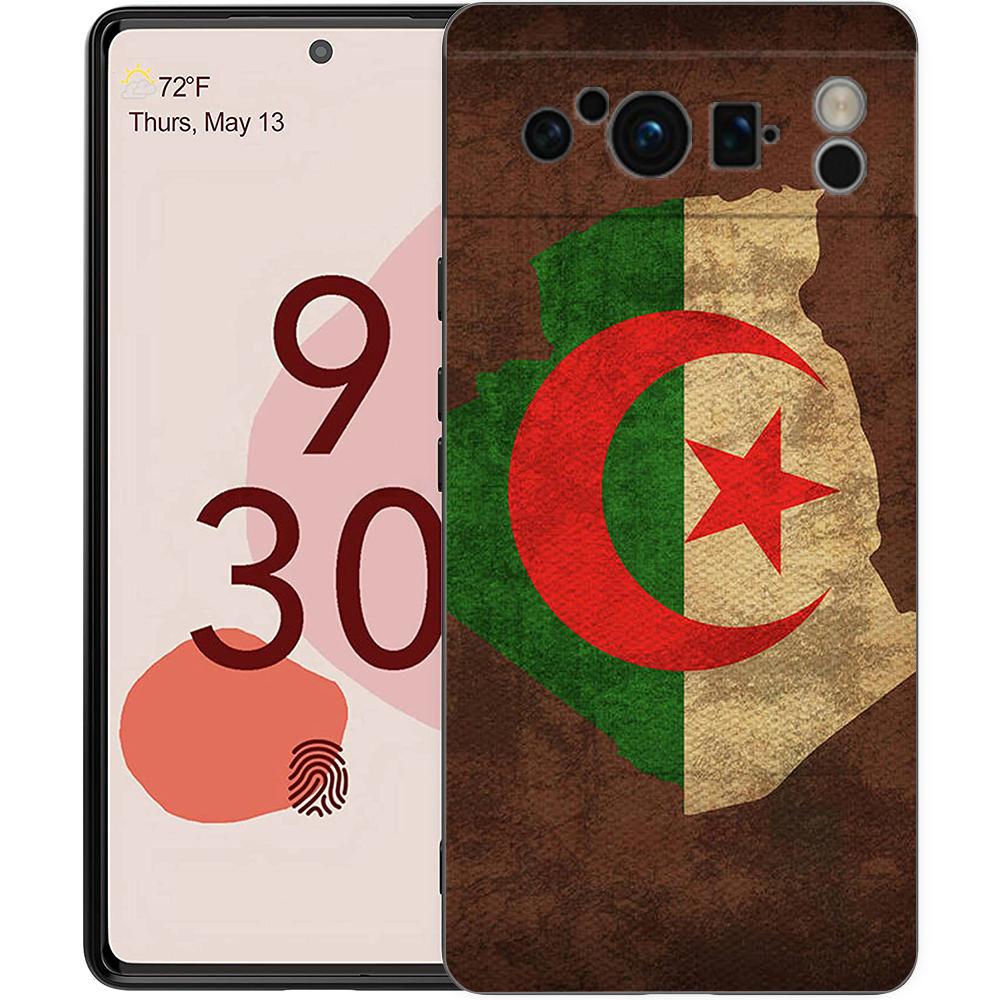 Phone Case For Google Pixel 8 A 7 6 Pro 6A 5G Black Soft Shockproof Back Cover Silicone TPU Shell Coque Algeria Flag