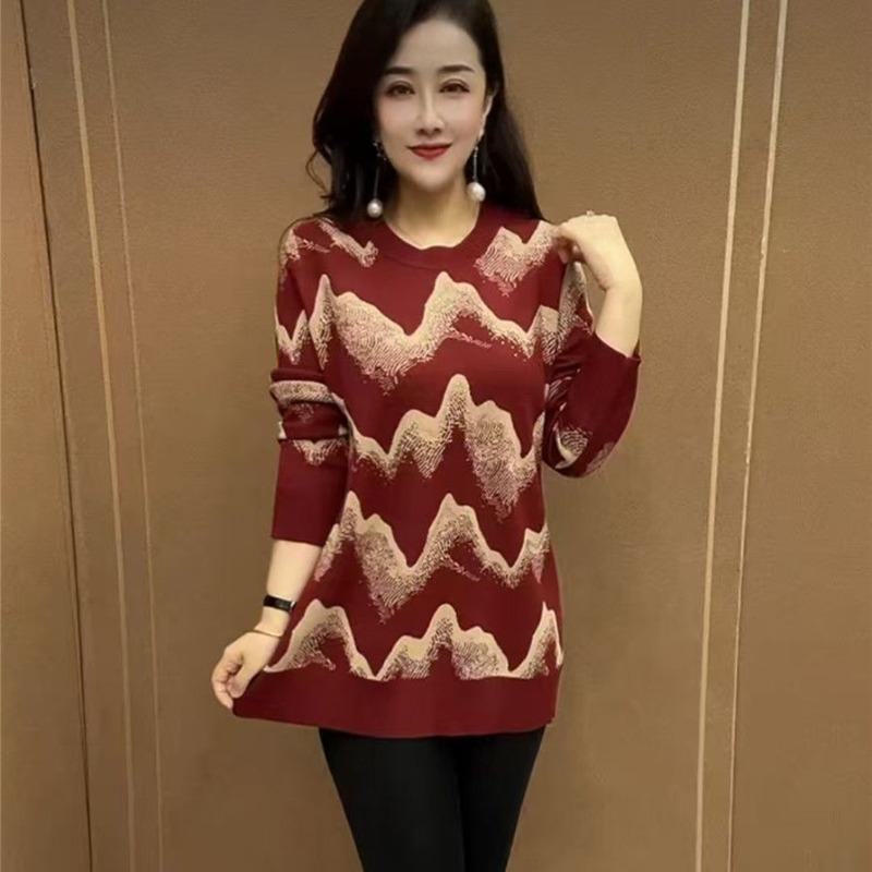 

Модное платье-свитер средней длины Новый топ Осень Зима Базовое Свободный стиль Свитер с круглым вырезом для женщин S красный