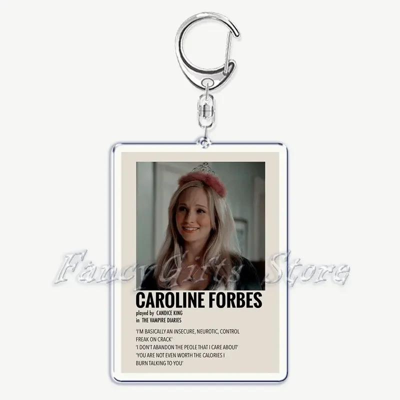 The Vampire Diaries TV Keychain for Accessories Bag Rectangle Pendant Key Chain Ring Damon Elena Stefan Keychains Jewelry Gift