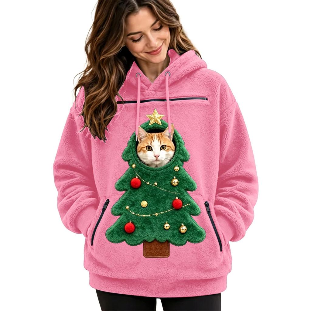 Unisex Long Sleeve Pet Dog Pocket Sweatshirt Hoodie, Loose Casual Warm Pullover