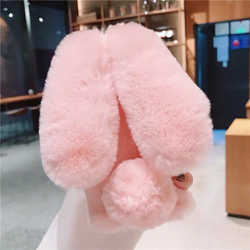 JAVY Plush Rabbit Cute Warm Phone Case Fur Cover For Iphone 17 Pro Max 16 16e 15 14 13 12 11 X XR XS 13 Mini Furry Fluffy Cover