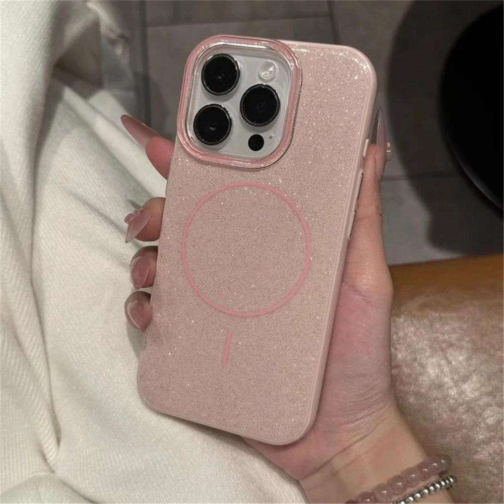Glitter Wireless Charge Phone Case For For Iphone 11 12 13 14 15 16 Pro Max Plus Magnetic Bumper Back Cover
