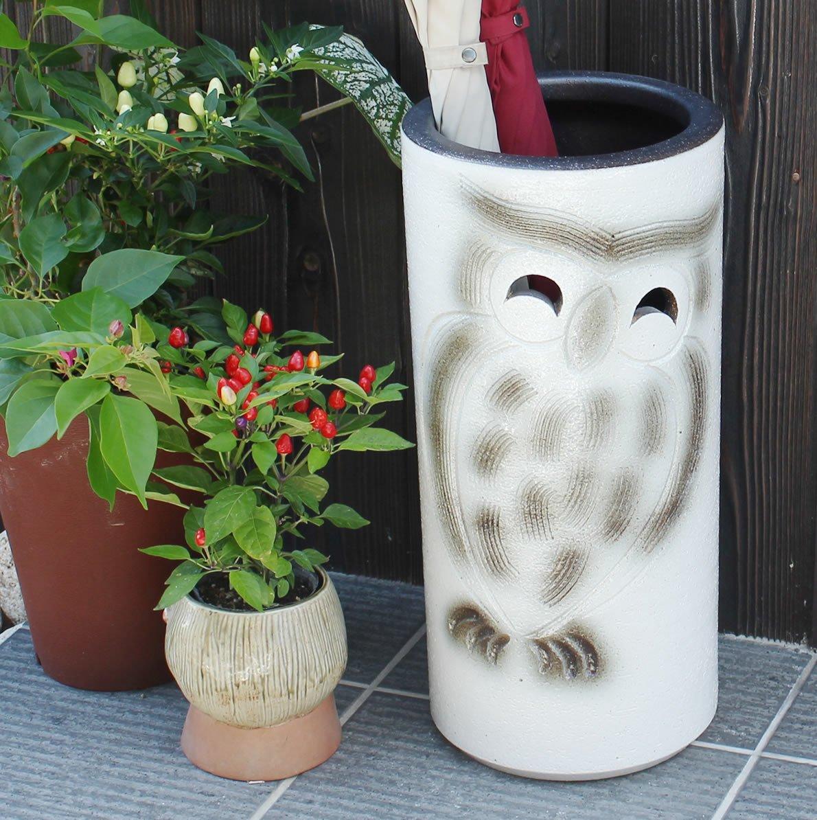 

Керамическая подставка для зонтов Шигараки Белая размытая сова белый