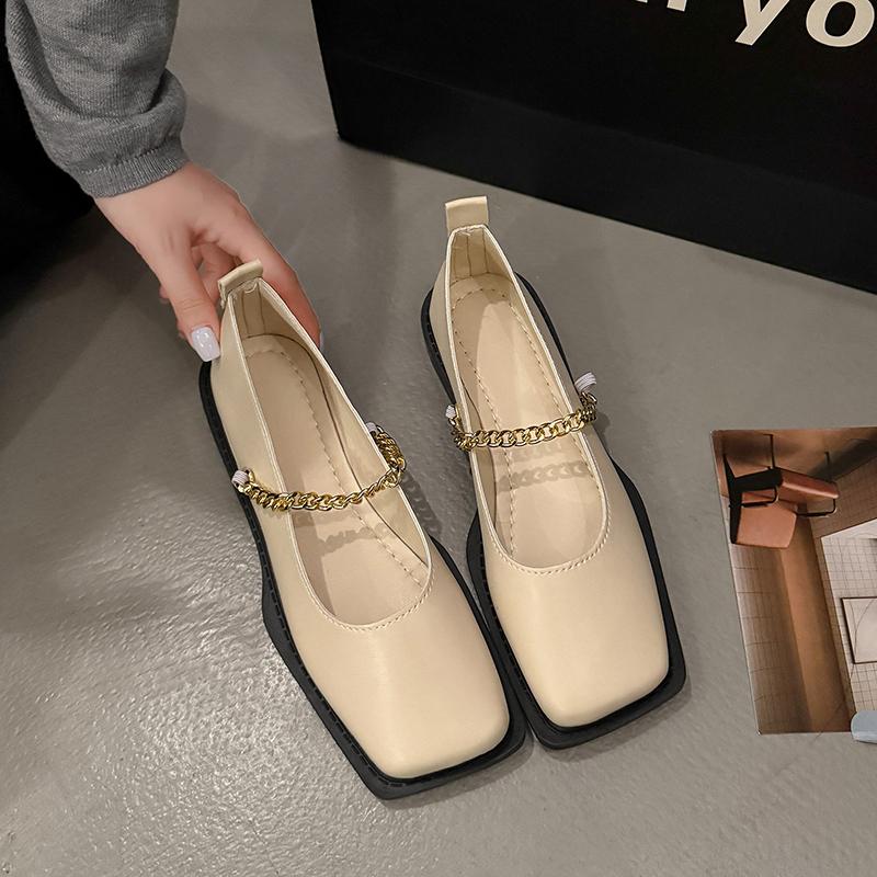 Retro Fashion Mary Jane Single Shoes - Women's  Spring New Style Square Toe Versatile Low Heel Leather Shoes. Sizes 35-43
