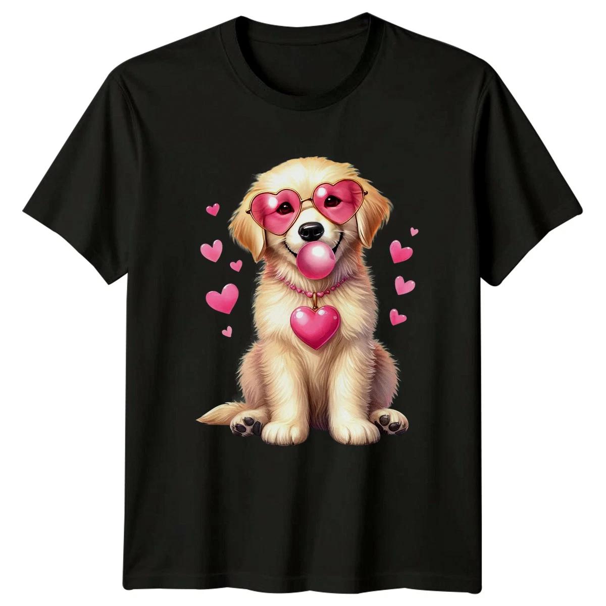 Puppy Dog Heart Sunglasses Valentines Animal Graphic Men Women Tee XXL