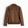 Mens Suede Leather Lapel Jacket Fashion Casual Slim Coat Apring Autumn Coat Tops for Male
