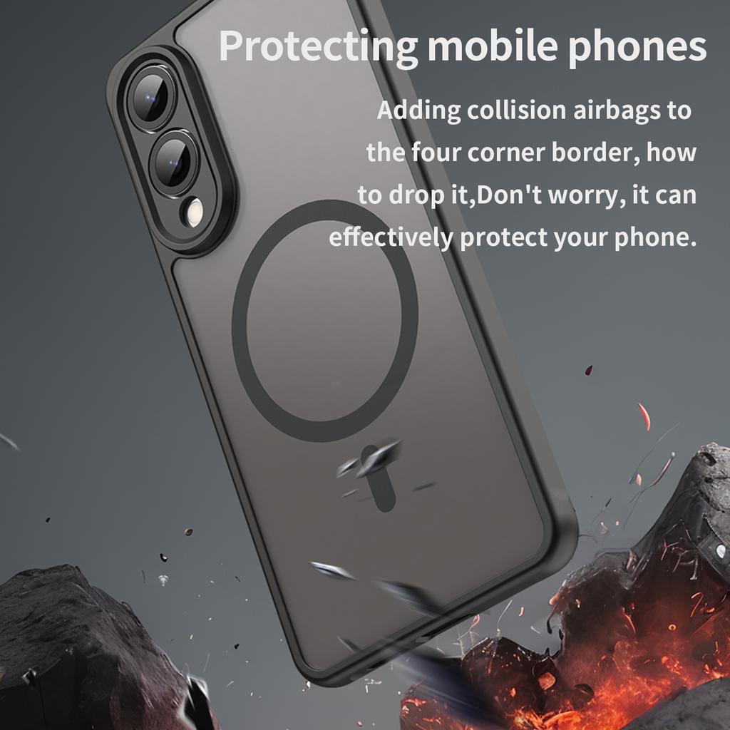 Dla Samsunga Galaxy S25 Etui Edge Kompatybilne z MagSafe Odporne na upadki PC+TPU Pokrowiec na telefon