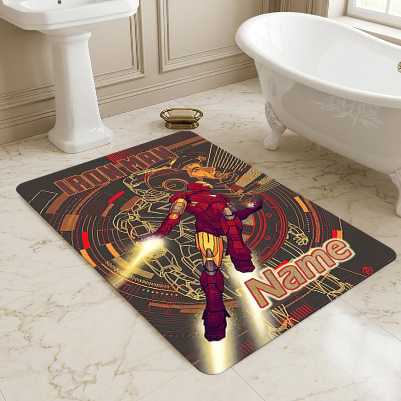 Personalized Name Iron Man Flight Living Room Non-Slip Area Rug Soft Carpet for Bedroom Kids Playroom Sofa Office Home Decor Doormat