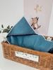 Bathrobe 100x100 Boho collection navy blue pompons