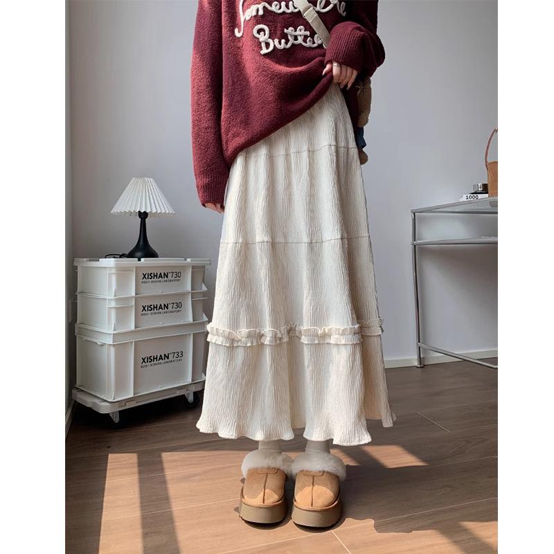 

Бюст Юбка Женская Осень и Зима Новая Юбка-Торт Маленький Человек Грибной Край Юбка с Большим Подолом XL абрикосовый