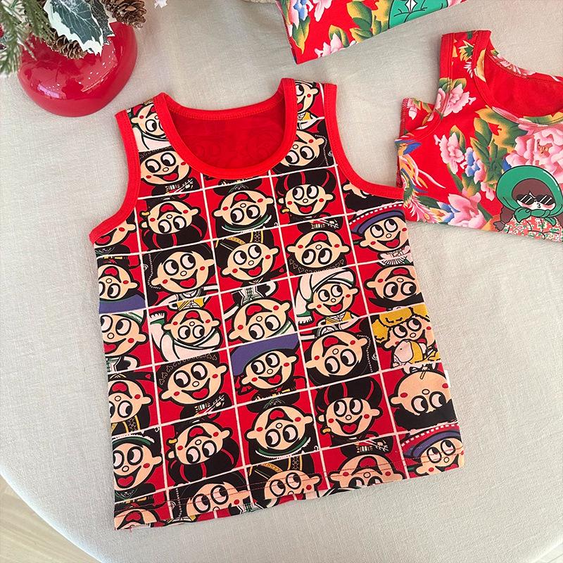 An Meiya Red Vest - Children's Chinese New Year Cotton Homewear