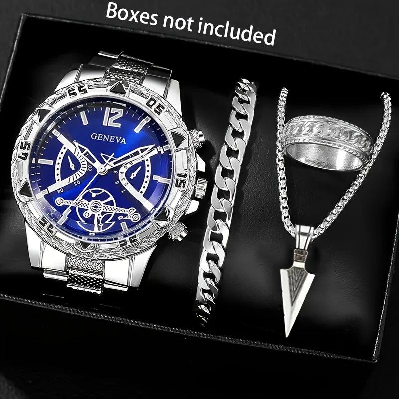 Elegant Men's Watch Set: High-end Business & Gift Collection - 4 Piece Set