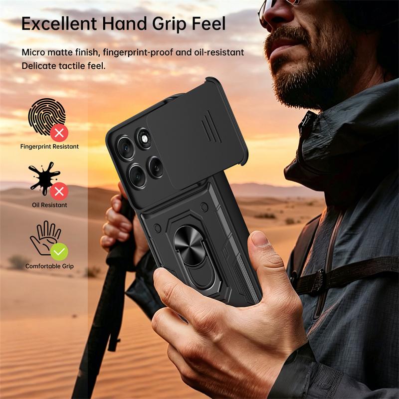 Funda For Motorola Signature Case Slide Camera Armor Cover For Moto Edge 50 60 70 Fusion Pro Magnetic Ring Holder Stand Coque