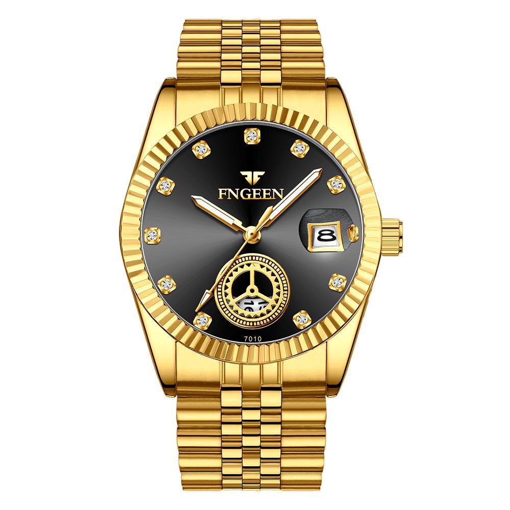 Middle-aged full gold watch non-mechanical old man quartz watch in the elderly father atmospheric waterproof electronic luminous