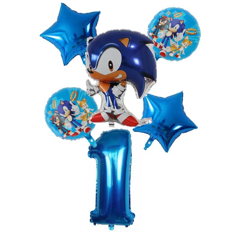 6Pcs Cartoon Hedgehog Balloons Sonic Theme Birthday Party Decoration Balloons For Boys Children Baby Bath Toys