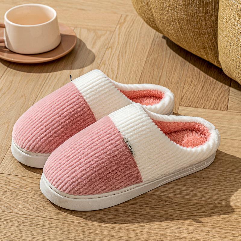 Heel Cotton Slippers Home Thermal Rubber Platform Couple Indoor Non-slip Shoes Winter Wedding Slippers