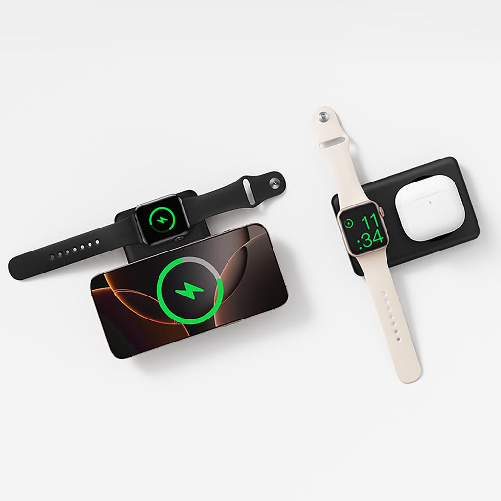 Powerbank 2w1 10000mAh USB-C do iPhona Apple Watch MagSafe 27W z kablem USB-C - czarny