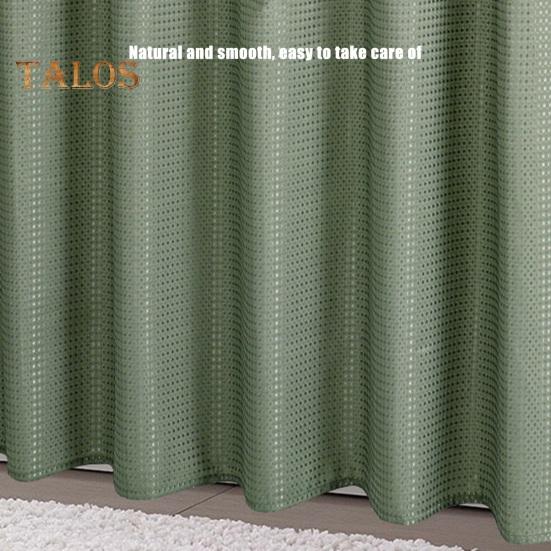 1 Set Shower Curtain with 12 Hanging Rings Contrast Solid Color Thickened Waterproof Punch-free Washable Kitchen Door Curtain Bedroom Window Curtain