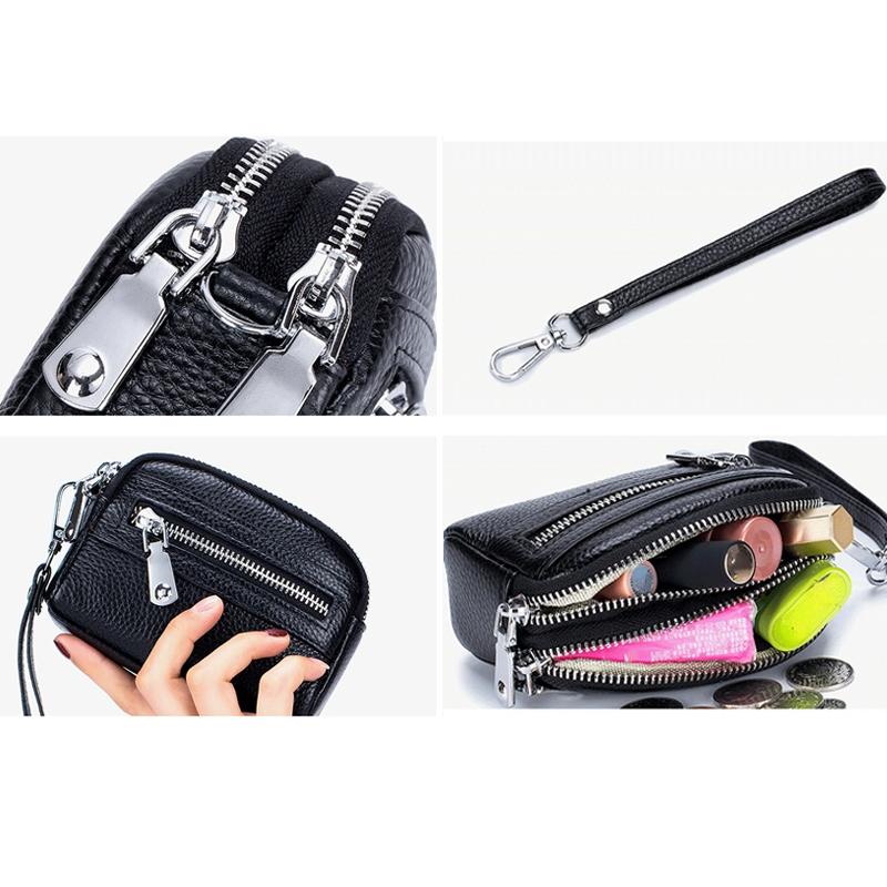 Genuine Leather Women's Wallet Clutch Purse Bag with Big Storage Capacity and Wrist Strap
