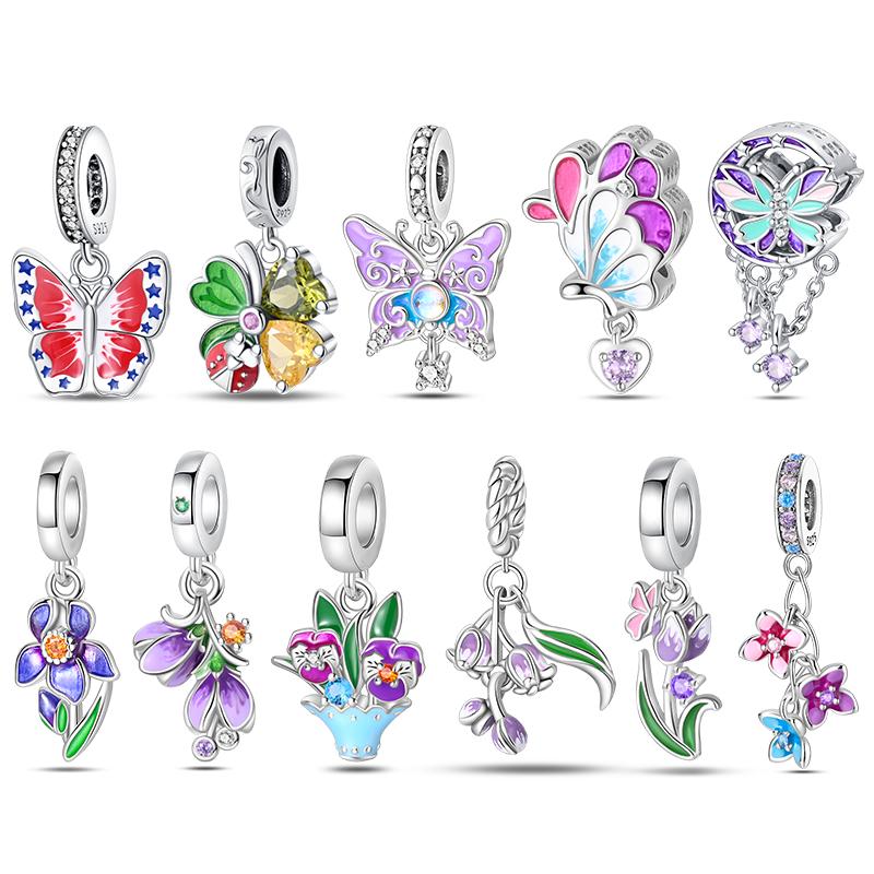 New In Animal And Flower Dangle Charm Beads Fits Bracelet Bangle Necklace Women Luxury Diy Fine Jewelry Party Festival Gift