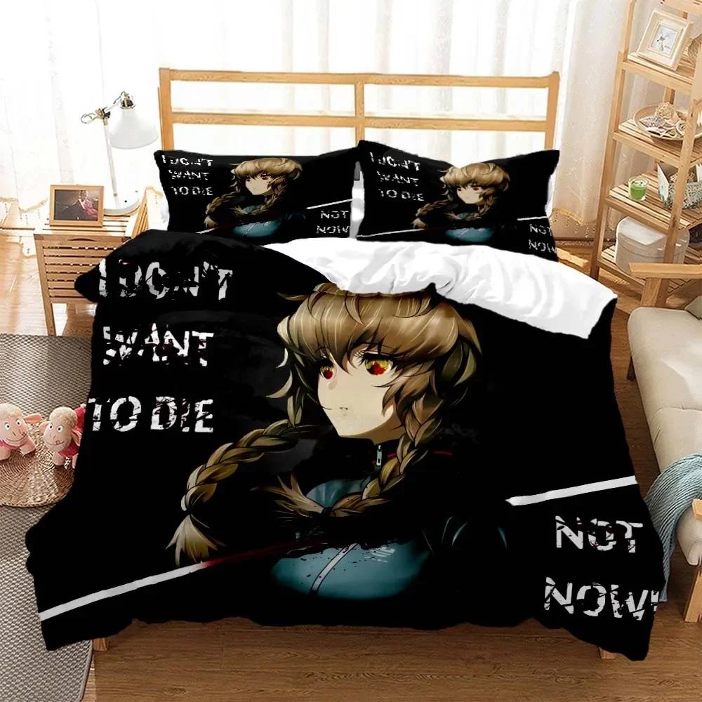 Comforter Steins Gate Digital Printed Polyester Bedding Set For Boys And Girls Three Piece Comfortable Soft Couple Gift Bedding Set
