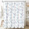 Elegant Blue Leaf Shower Curtain Modern Bath Decor For Bathroom Remodeling Water Resistant Fabric With Hooks (White Navy)