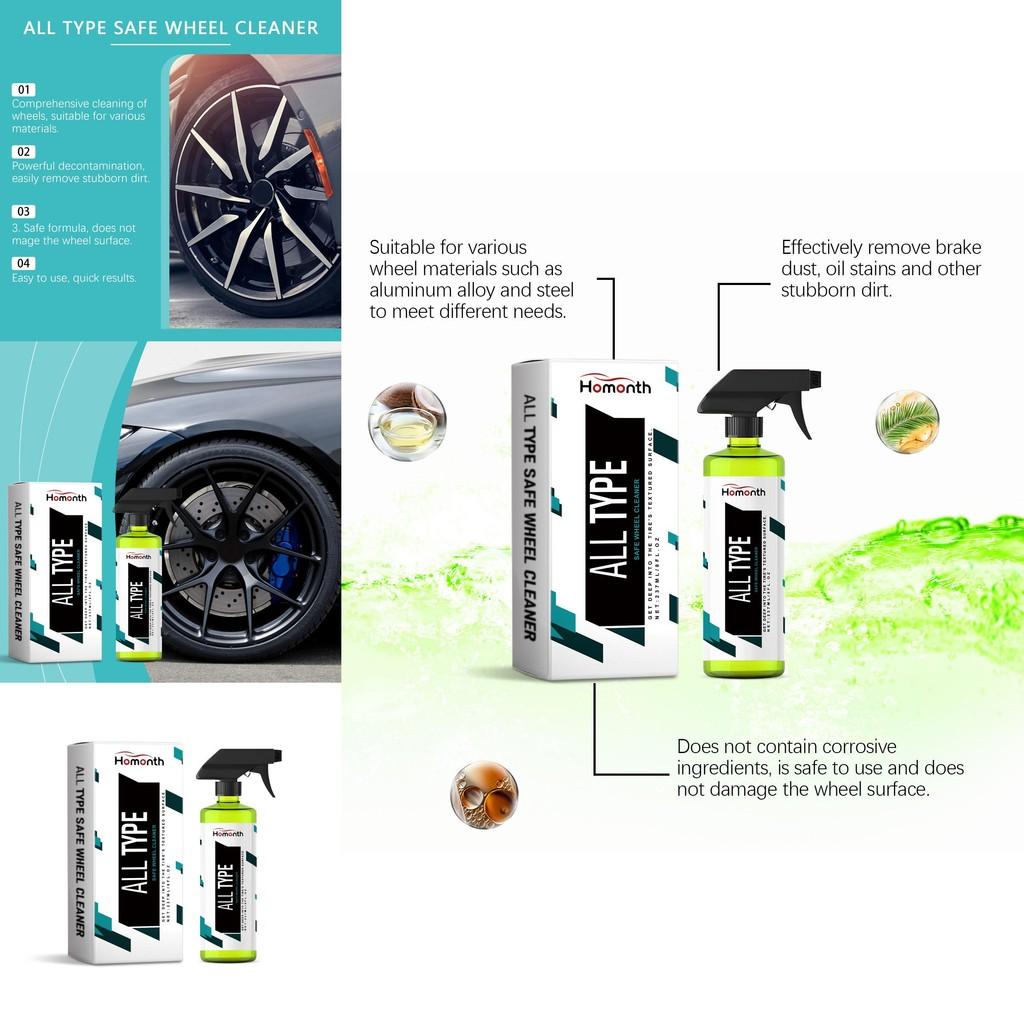 Homonth Tous Types Nettoyant Jantes Mousse Solution Nettoyante Premium Pneus Voiture 237ml