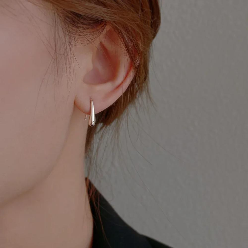 Silver Water Drop Shape Earrings for Women Simple Temperament Ins Retro Jewelry Party Birthday Gifts