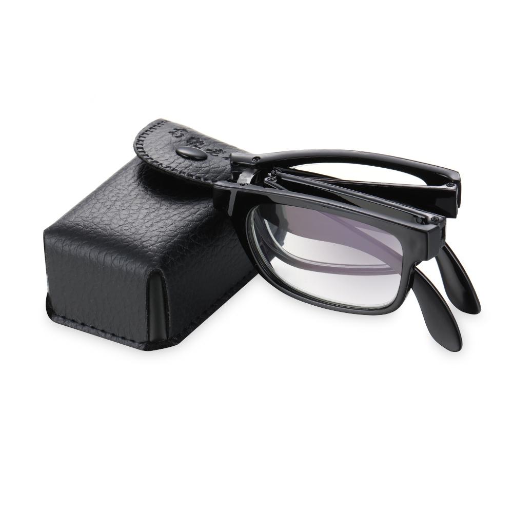 Hot Foldable Clear Men Women Reading Glasses Grid Case with Belt Clip Presbyopic Ultra-light TR Magnifying Glasses +1.0~4.0