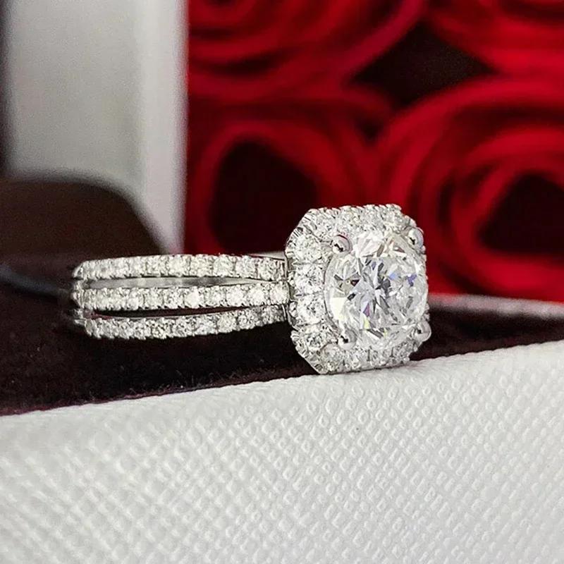

2026 Fashion Women Wedding Rings Geometric Shaped Luxury Paved Sparkling Cubic Zirconia Eternity Accessories Female Zircon 6