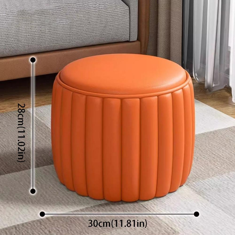 Low Profile Small Stool Upholstered Footstool Shoe Rack Pumpkin Stool Entryway Use оранжевый